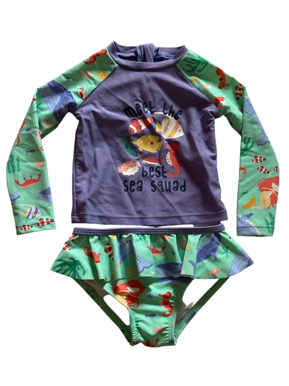 10/$15 Mandarine & Co Beachwear 2-Piece Long Sleeve Swimsuit